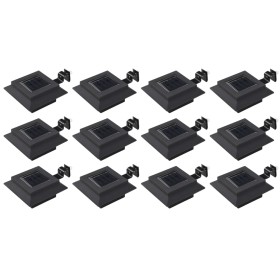 Lámparas solares cuadradas de exterior negras 12 uds LED 12