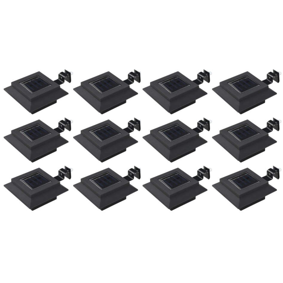 Lámparas solares cuadradas de exterior negras 12 uds LED 12