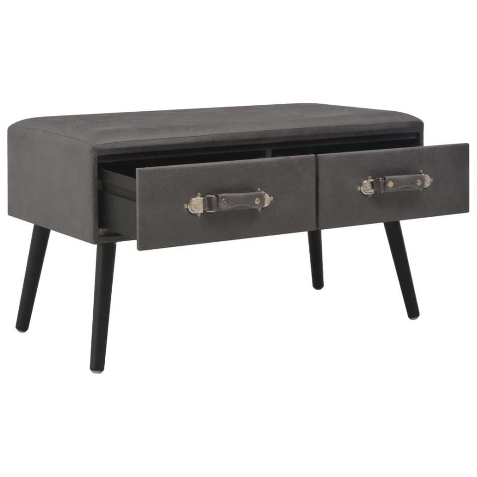 Banco con cajones cuero sintético gris 80