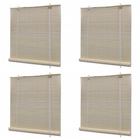 Estor enrollable de bambú natural 4 unidades 120x160