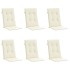 Cojín silla de jardín respaldo alto 6 uds tela crema