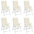 Cojín silla de jardín respaldo alto 6 uds tela crema