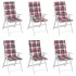 Cojín silla jardín respaldo alto 6 uds cuadros gris 120x50x3