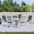 Cojín silla de jardín respaldo alto 6 uds tela gris 120x50x3