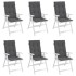 Cojín silla de jardín respaldo alto 6 uds tela gris 120x50x3