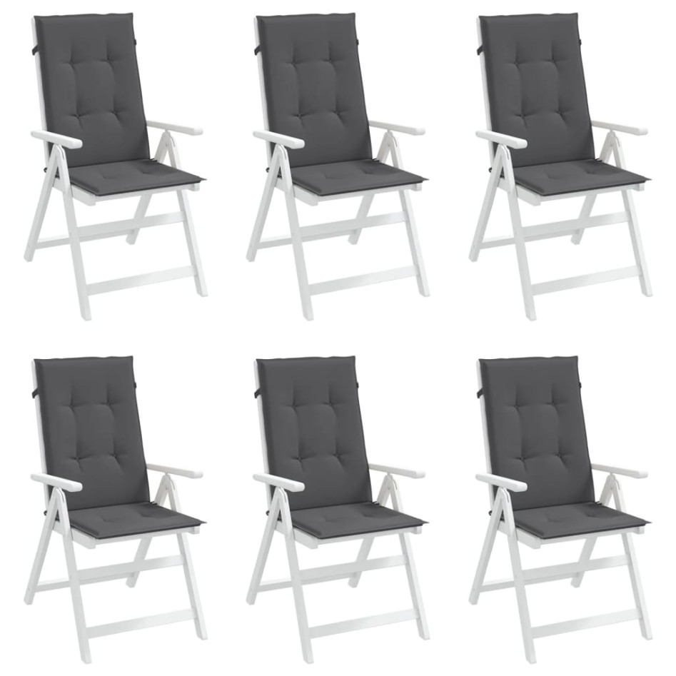 Cojín silla de jardín respaldo alto 6 uds tela gris 120x50x3