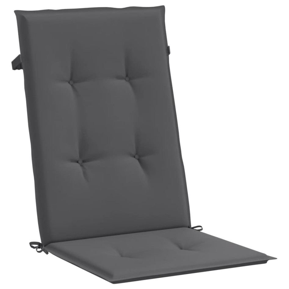 Cojín silla de jardín respaldo alto 6 uds tela gris 120x50x3