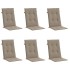 Cojín silla de jardín respaldo alto 6 uds tela taupé