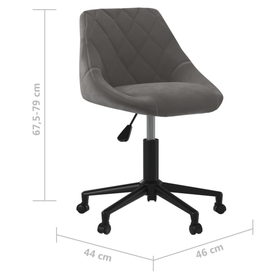 Silla de oficina giratoria de terciopelo gris