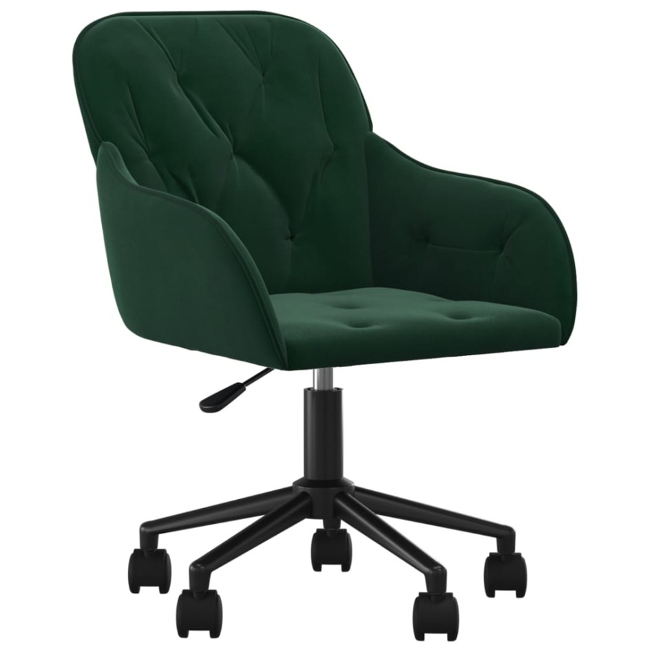 Silla de oficina giratoria de terciopelo verde