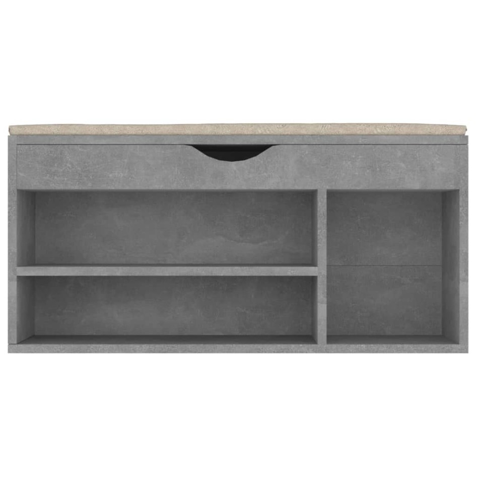Banco zapatero cojín contrachapada gris hormigón 104x30x49