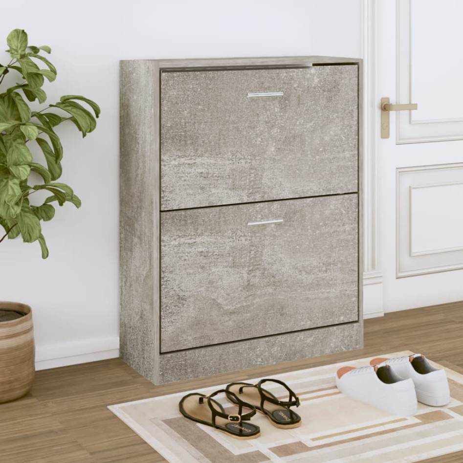 Mueble zapatero madera contrachapada gris hormigón