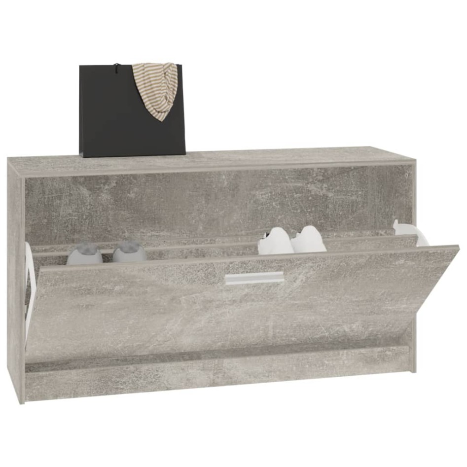 Banco zapatero madera contrachapada gris hormigón 80x24x45