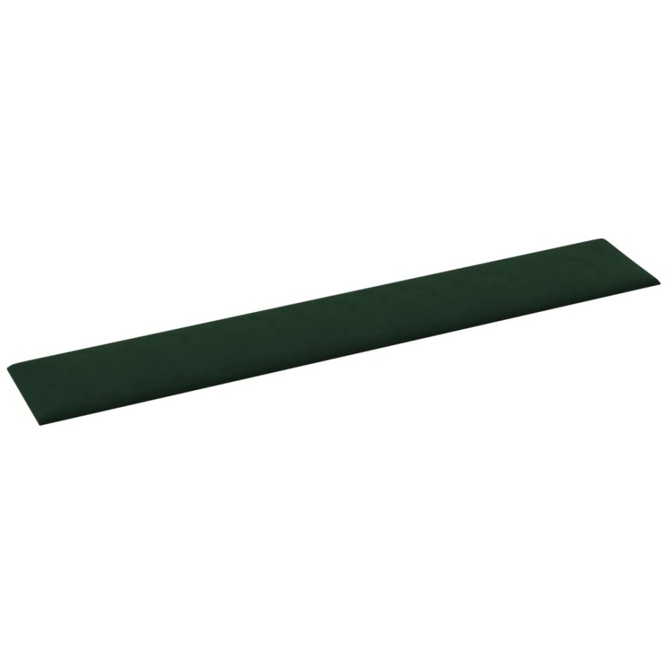 Paneles de pared 12 uds terciopelo verde oscuro 90x15 cm