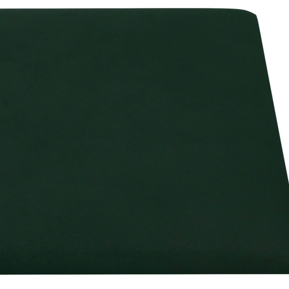 Paneles de pared 12 uds terciopelo verde oscuro 90x15 cm