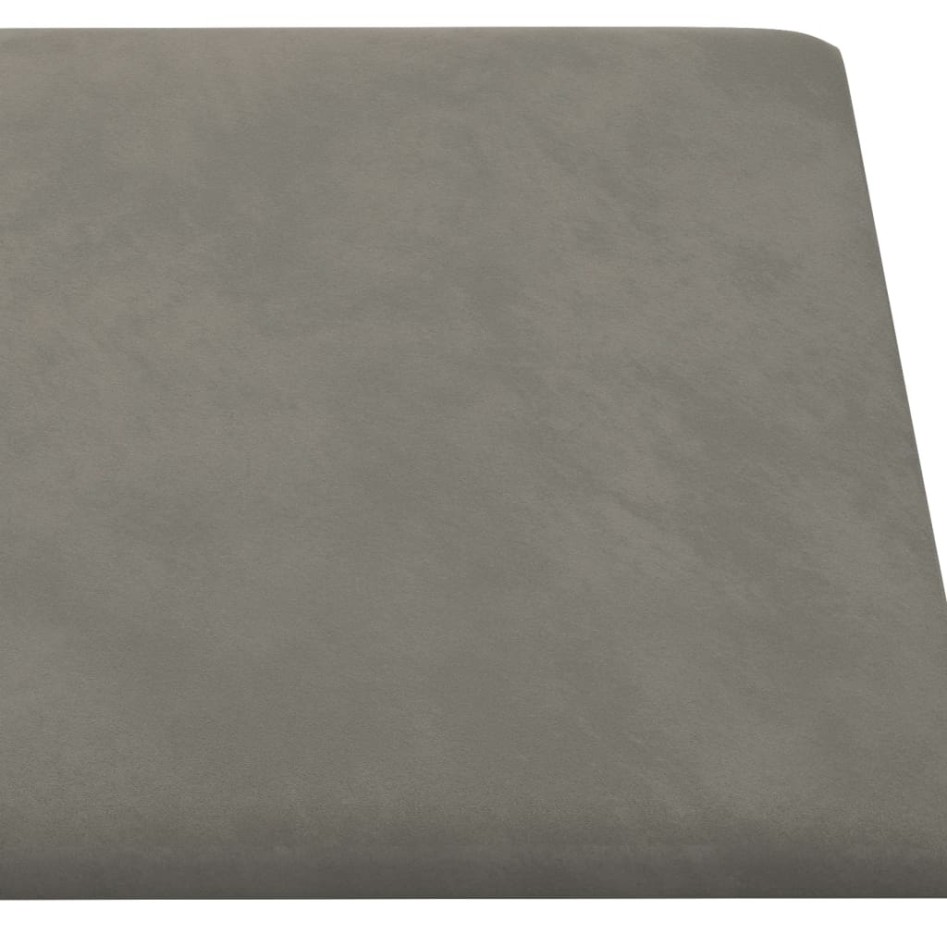 Paneles de pared 12 uds terciopelo gris claro 90x15 cm 1,62