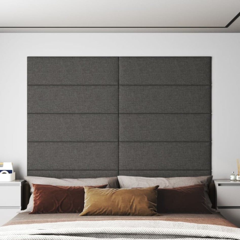 Paneles de pared 12 uds tela gris oscuro 90x30 cm 3,24