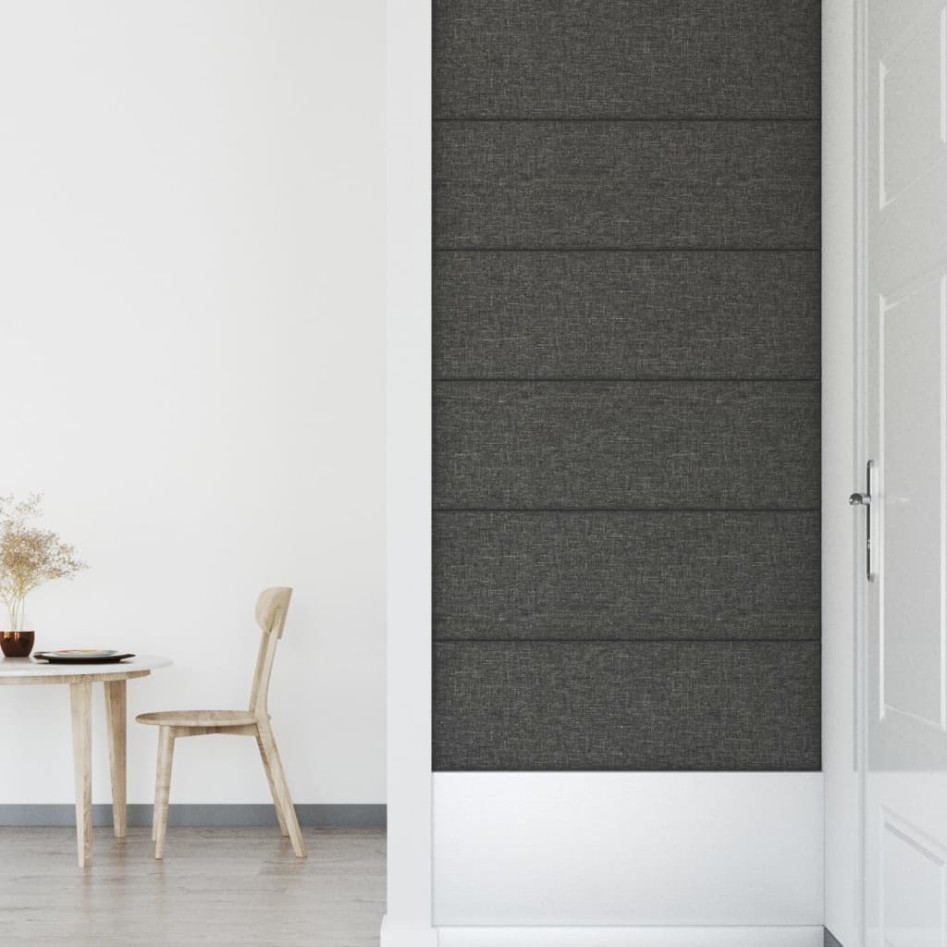 Paneles de pared 12 uds tela gris oscuro 90x30 cm 3,24