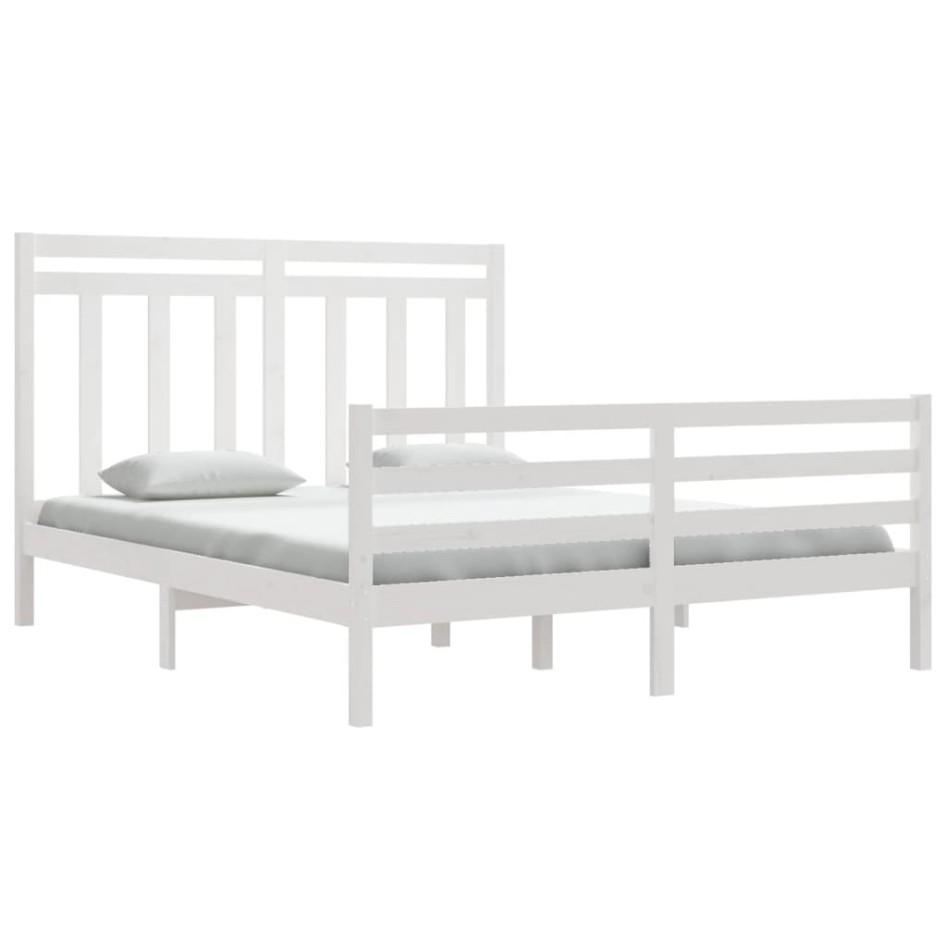 Estructura de cama de madera maciza de pino blanca 160x200