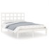 Estructura de cama doble pequeña madera maciza blanca