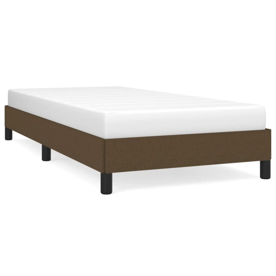 Estructura de cama sin colchón tela marrón oscuro 90x200