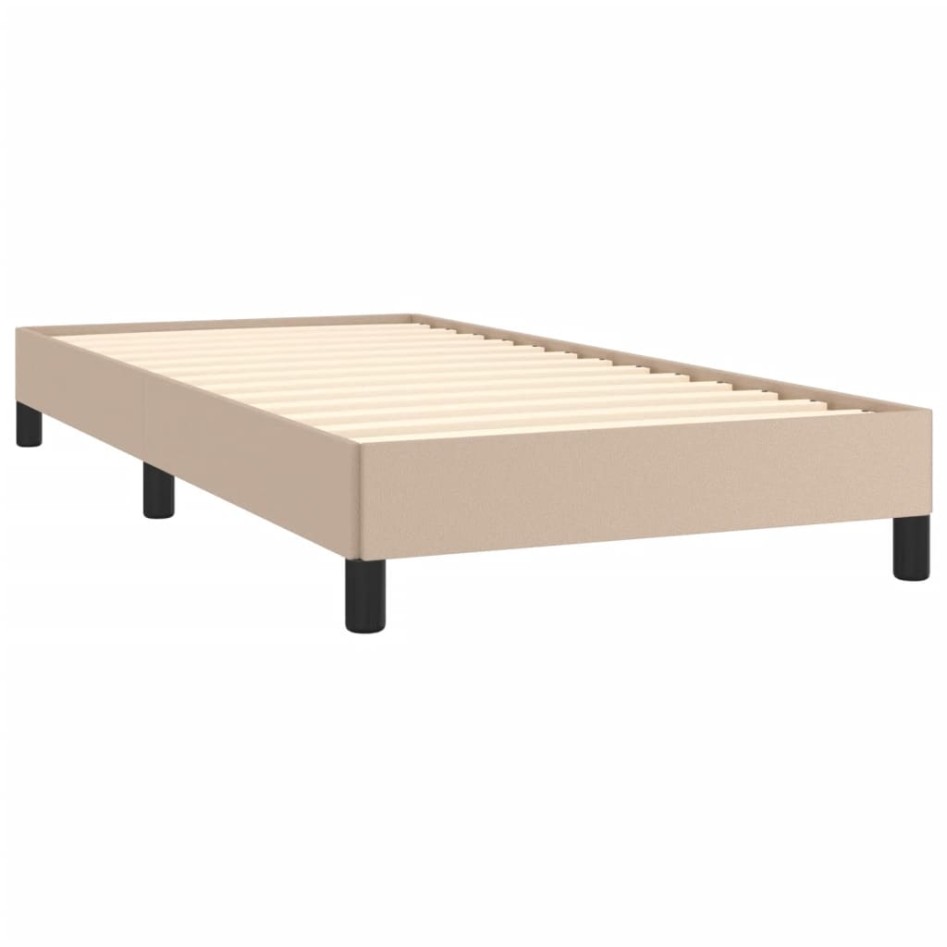 Estructura cama sin colchón cuero sintético capuchino 80x200