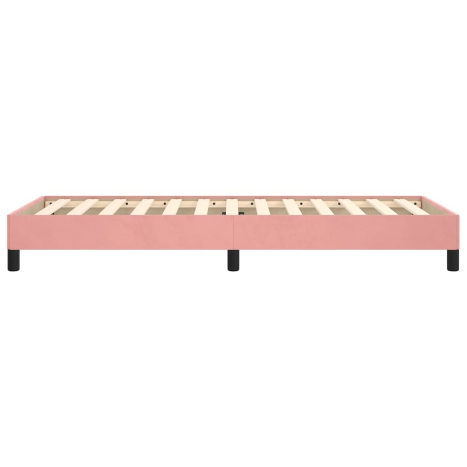 Estructura de cama sin colchón terciopelo rosa 90x200