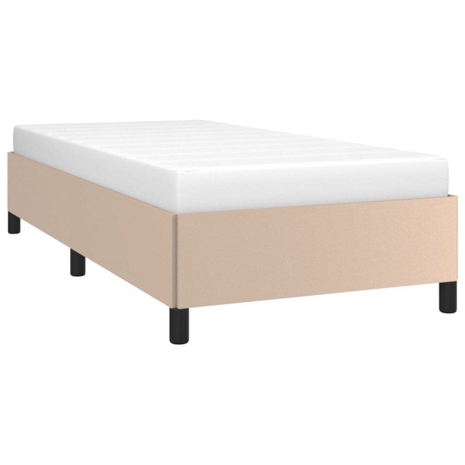 Estructura cama sin colchón cuero sintético capuchino 80x200