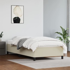 Estructura de cama sin colchón cuero sintético crema 90x200