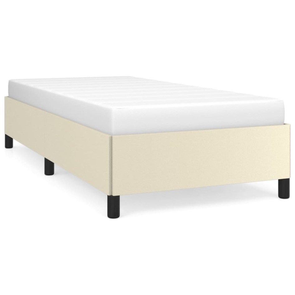 Estructura de cama sin colchón cuero sintético crema 90x200