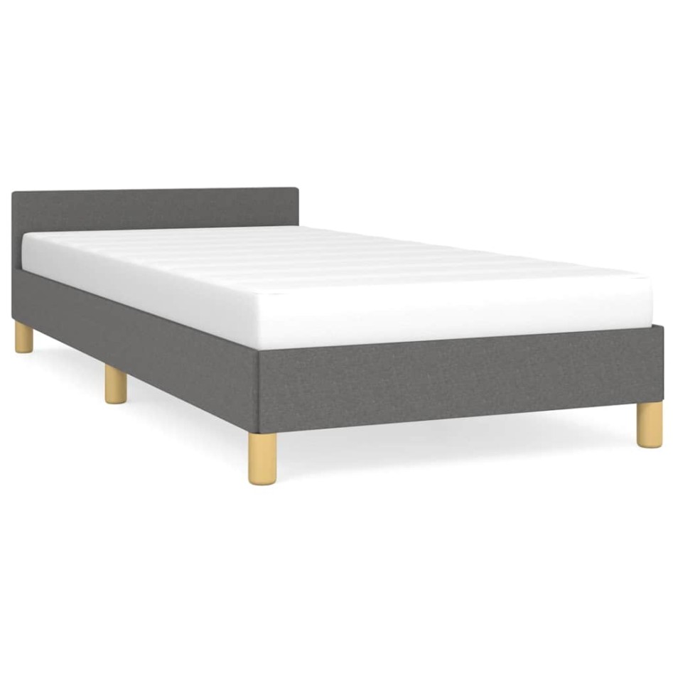 Estructura de cama sin colchón tela gris oscuro 90x200
