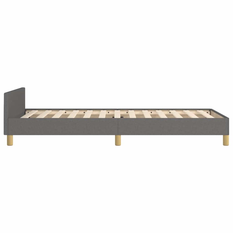 Estructura de cama sin colchón tela gris oscuro 90x200