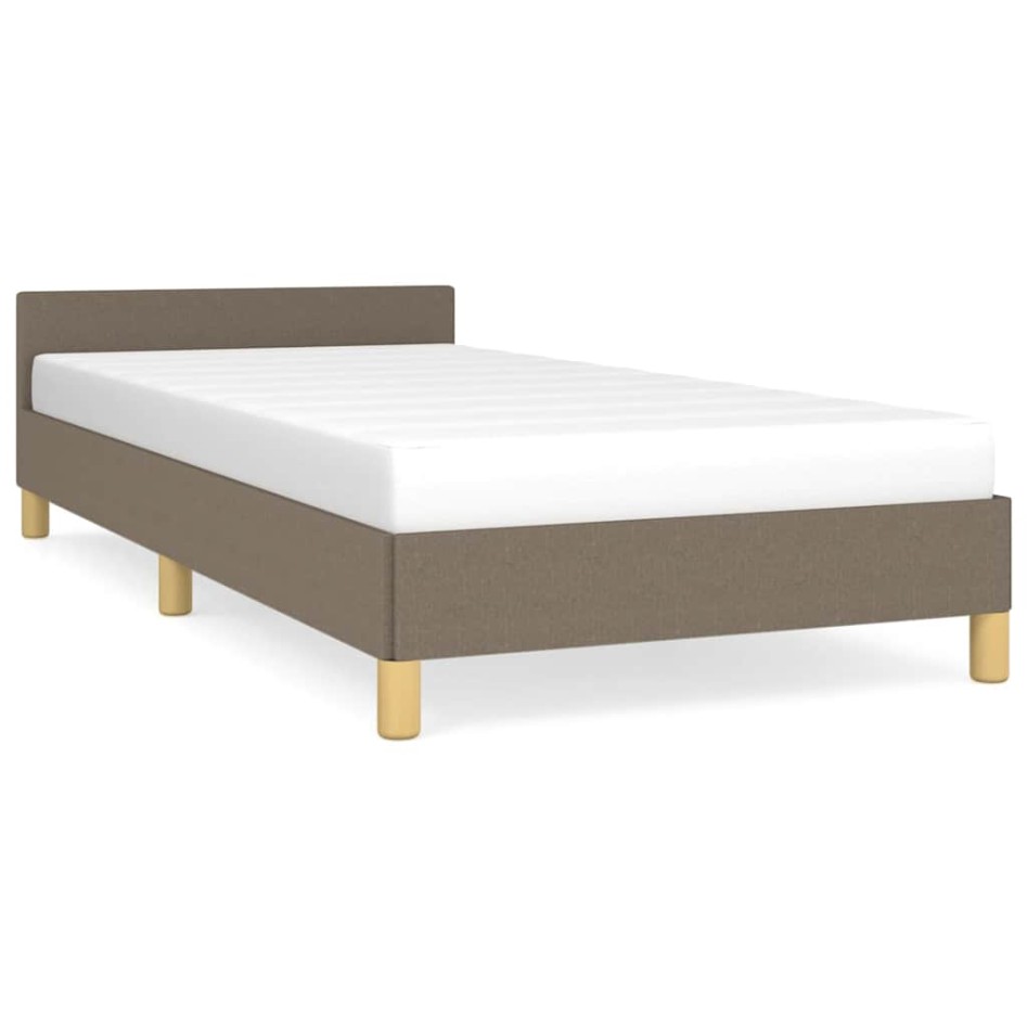 Estructura de cama con cabecero sin colchón tela taupe