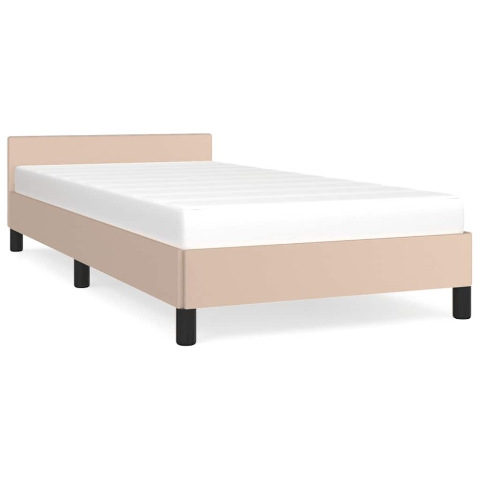Estructura de cama con cabecero sin colchón capuchino 90x200
