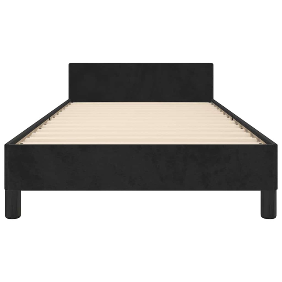 Cama con cabecero sin colchón terciopelo negro 90x190