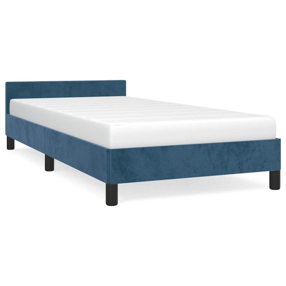 Estructura de cama sin colchón terciopelo azul oscuro 90x190