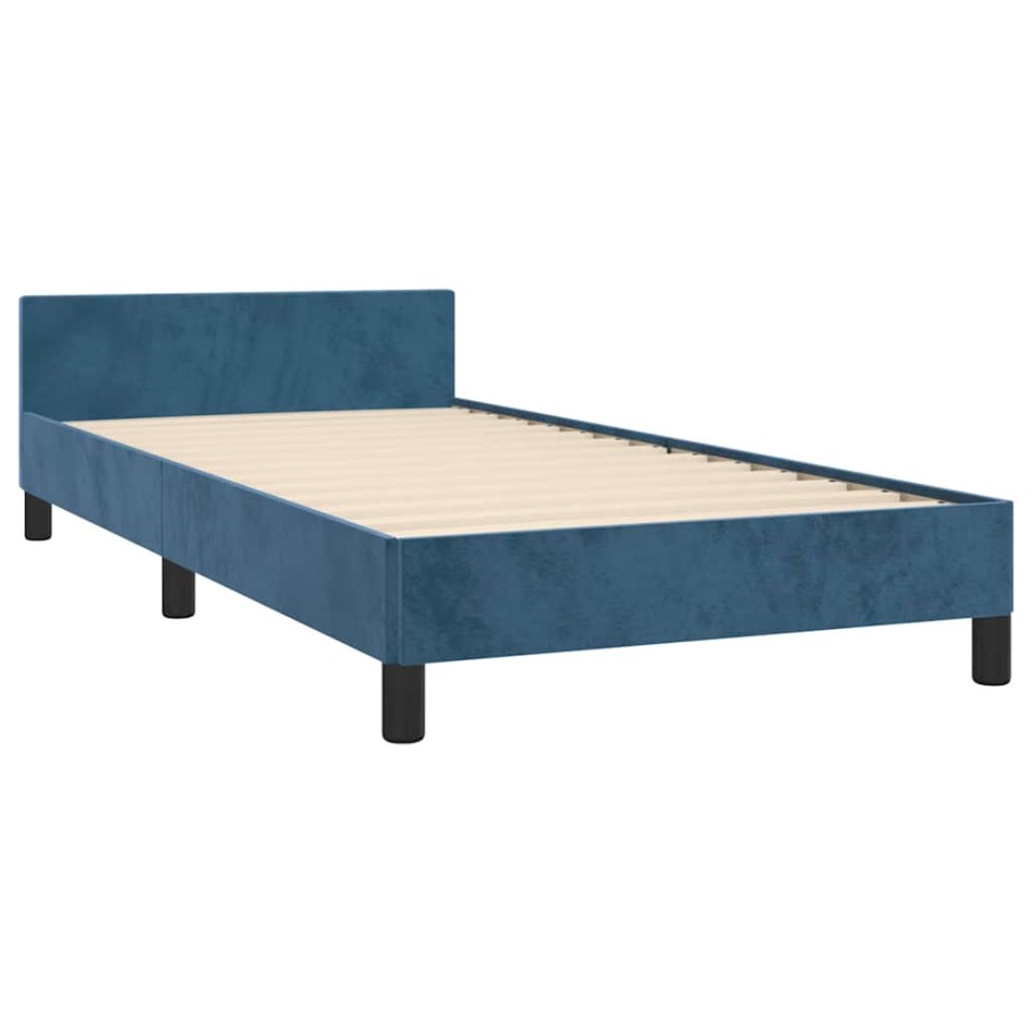 Estructura de cama sin colchón terciopelo azul oscuro 90x190