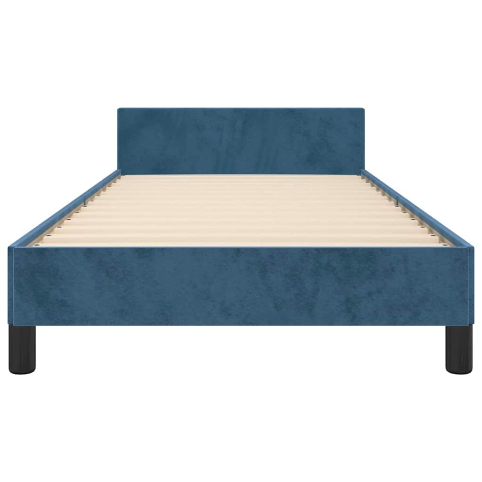 Estructura de cama sin colchón terciopelo azul oscuro 90x190