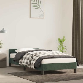 Estructura cama sin colchón terciopelo verde oscuro 100x200
