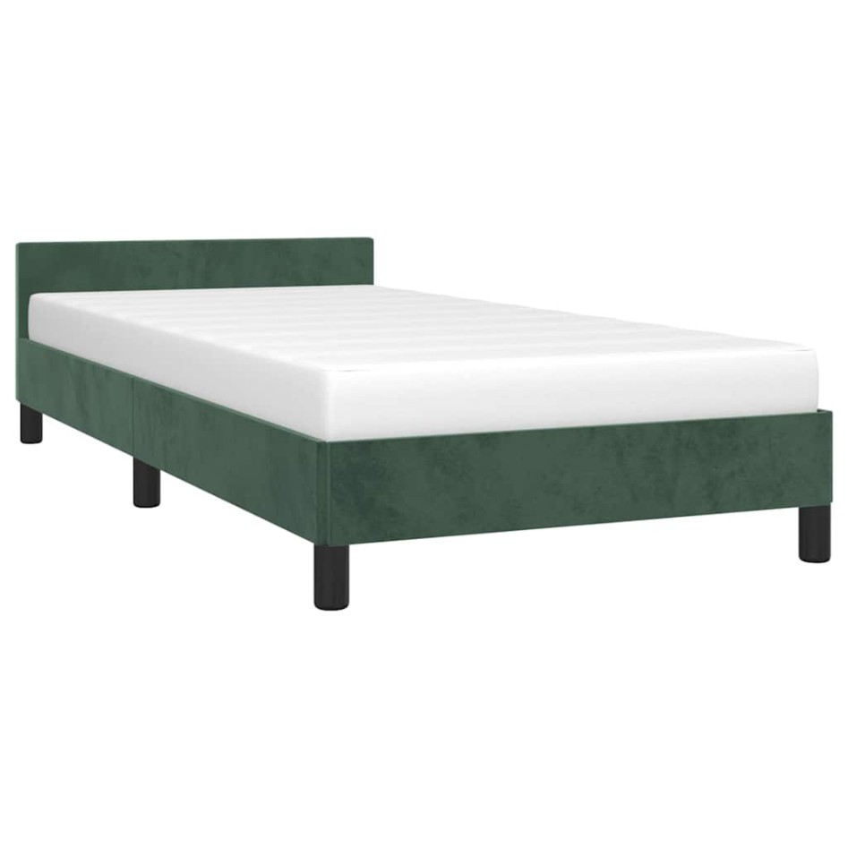 Estructura cama sin colchón terciopelo verde oscuro 100x200