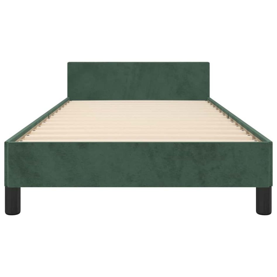 Estructura cama sin colchón terciopelo verde oscuro 100x200