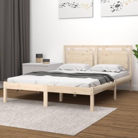 Estructura de cama de matrimonio madera maciza 135x190
