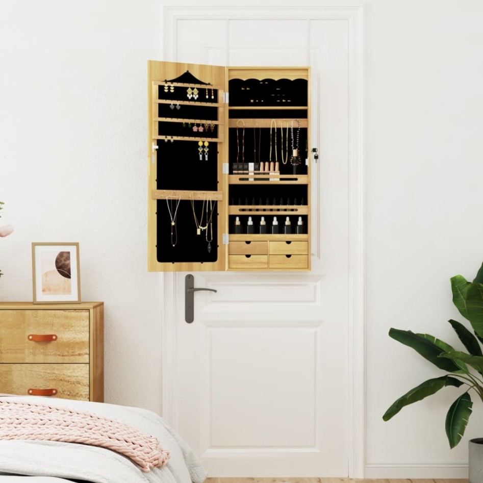 Espejo con joyero de pared 37,5x10x90