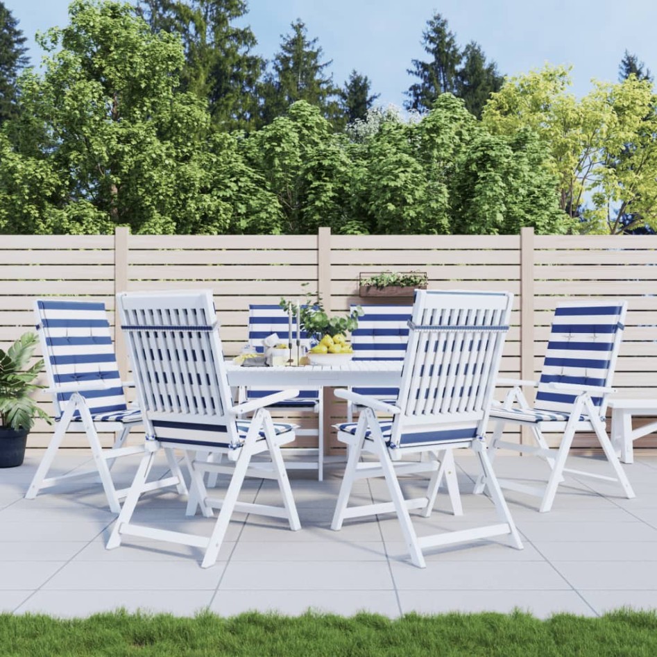 Cojines de silla de respaldo alto 6 uds tela rayas