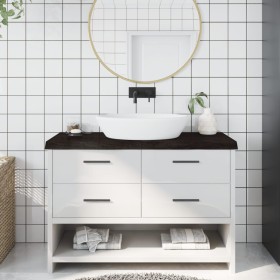 Encimera de baño madera tratada marrón oscuro 120x40x(2-6)