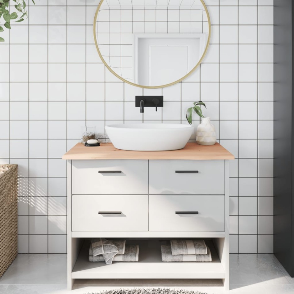 Encimera de baño madera maciza sin tratar 100x50x2
