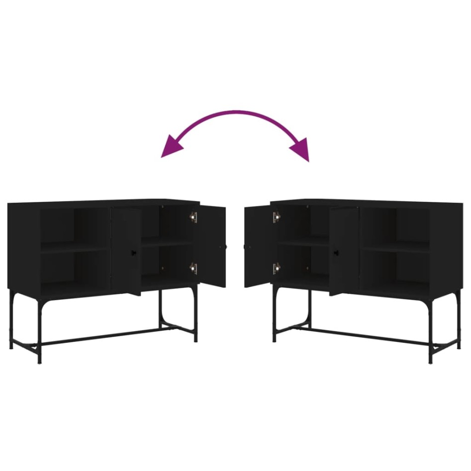 Aparador de madera de ingeniería negro 100x40x79,5