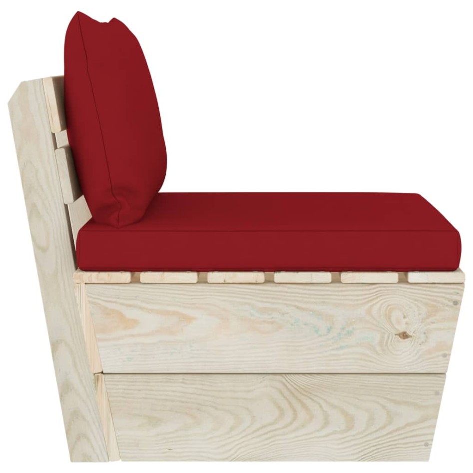 Sofá central de palets jardín cojines madera abeto