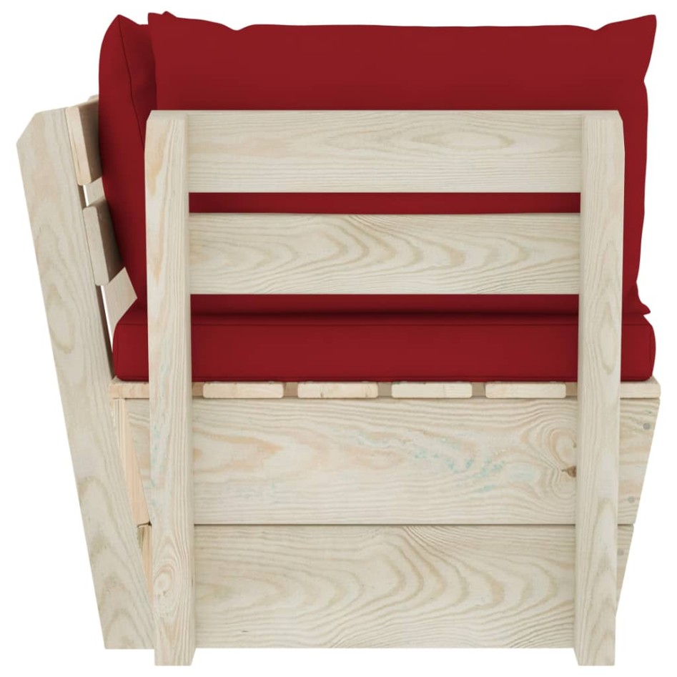 Sofá de esquina de palets de jardín cojines abeto