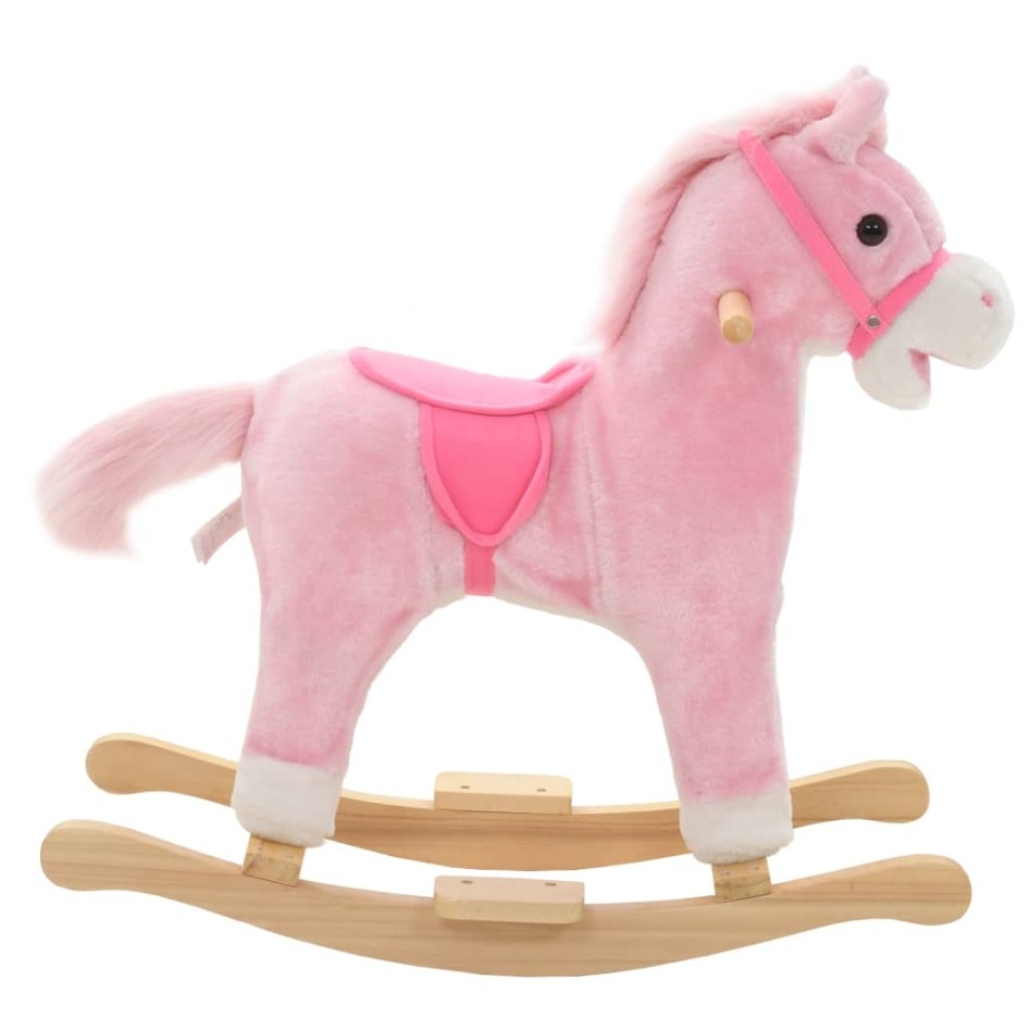 Caballito balancín de peluche rosa 65x32x58